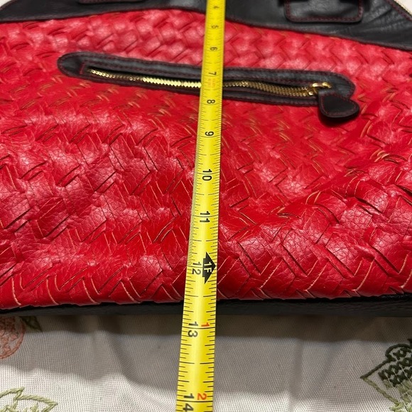 Miss Tina Taste of Couture Red Black Shoulder Bag Purse Handbag Braided Woven - Picture 10 of 10